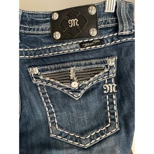 Miss Me Blue Boot Leg Jeans Distressed, Size 31